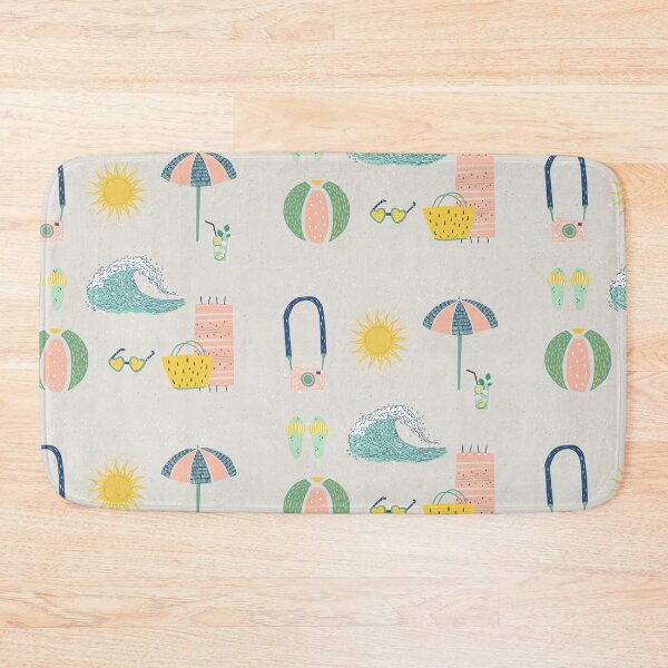 Item preview, Sunny Summer Beach pink and blue Aesthetic Wallpaper designed and sold by Levated.