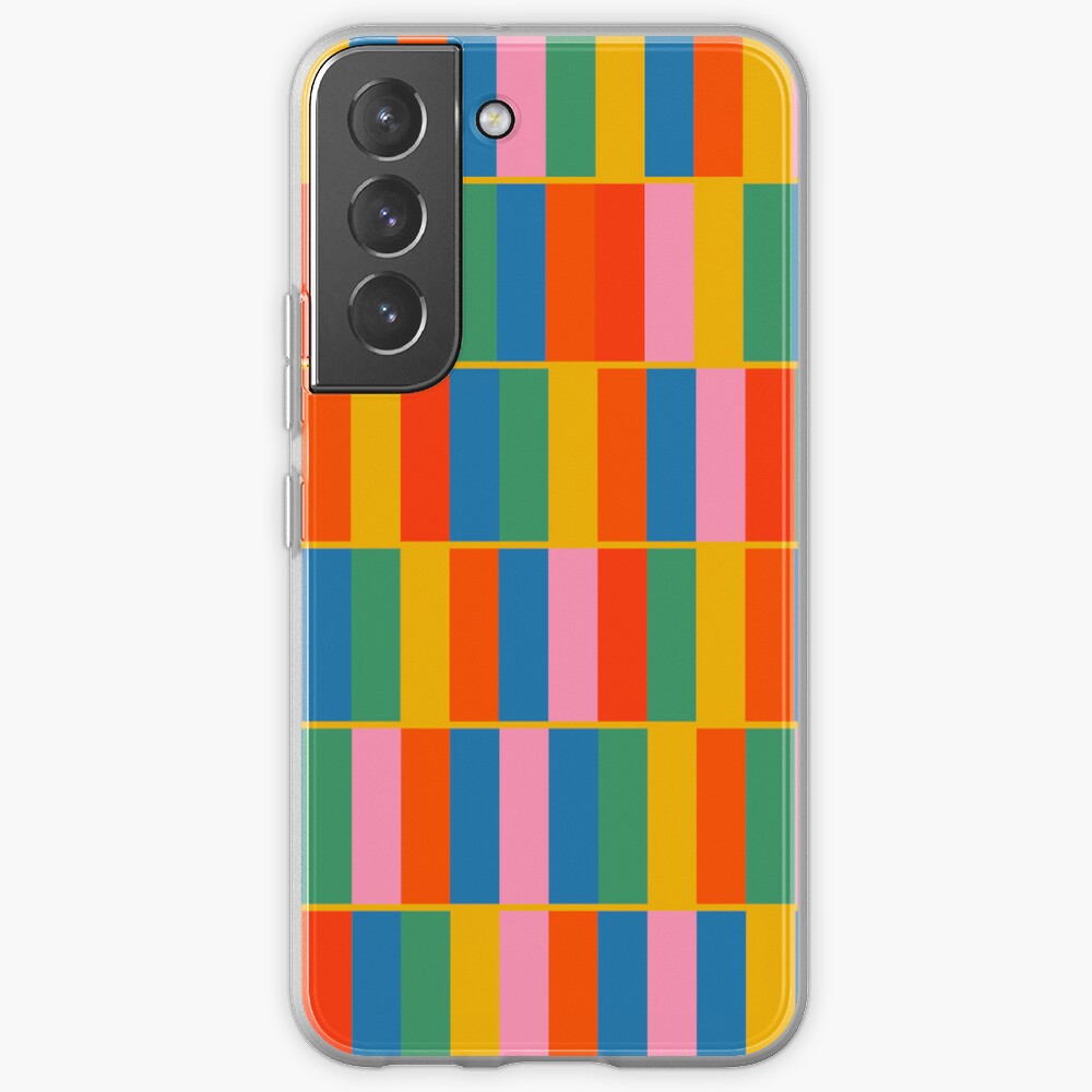 Long Blocks Colourful Geometric Check Pattern in Rainbow Pop Colors Samsung Galaxy Phone Case