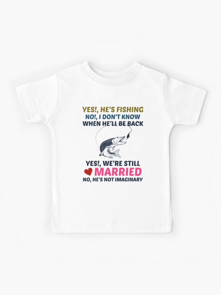 Fishing Pole Dog Outdoor Husband Wife Funny Joke | Kids T-Shirt