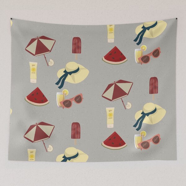 Item preview, Sunny Summer Beach red and yellow Aesthetic Wallpaper designed and sold by Levated.