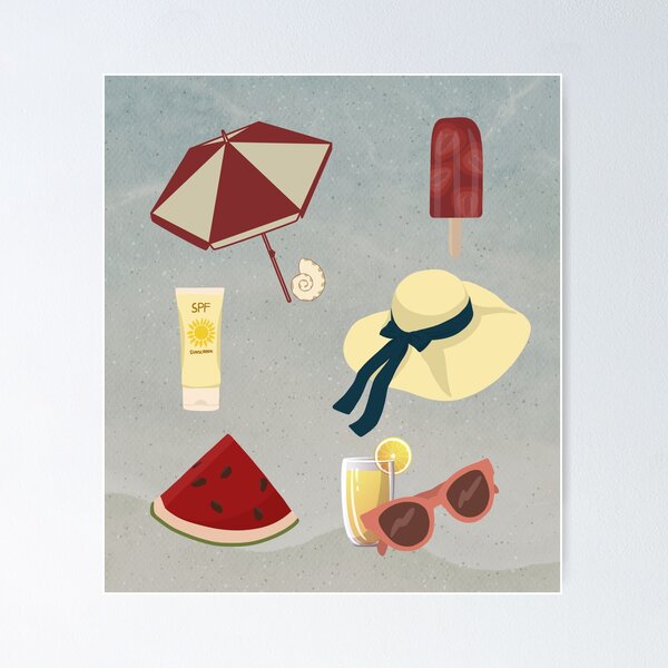 Item preview, Sunny Summer Beach red and yellow Aesthetic Wallpaper designed and sold by Levated.