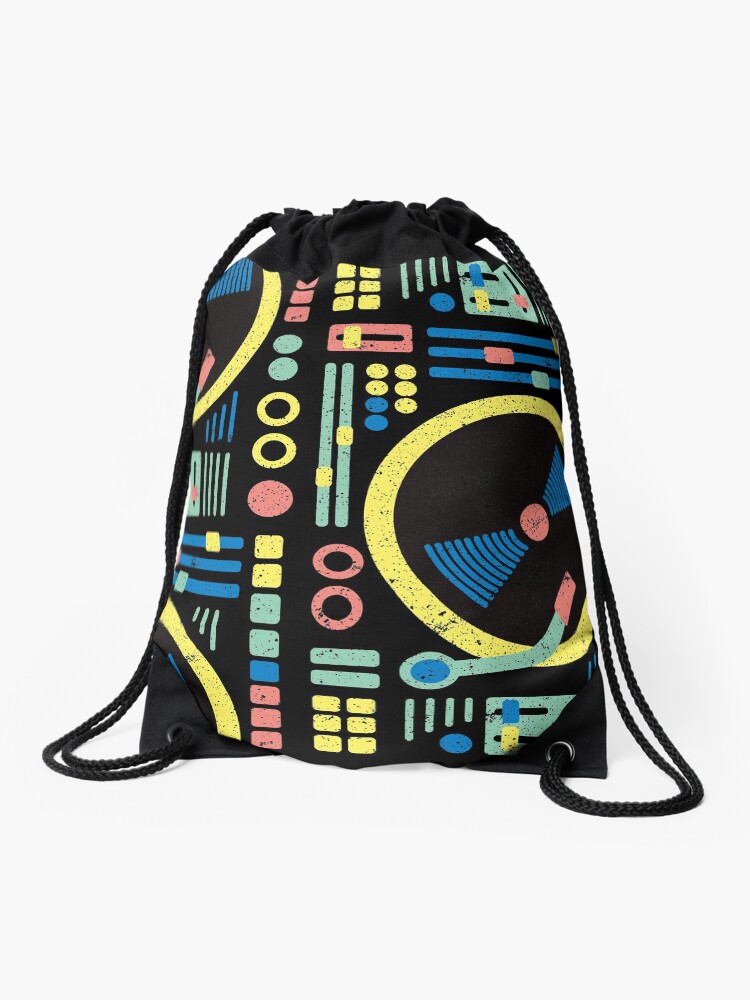 Thumbnail 1 of 3, Drawstring Bag, DJ & Raver Gifts - DJ Decks Retro Pattern / Vintage Vinyl designed and sold by coolintent.