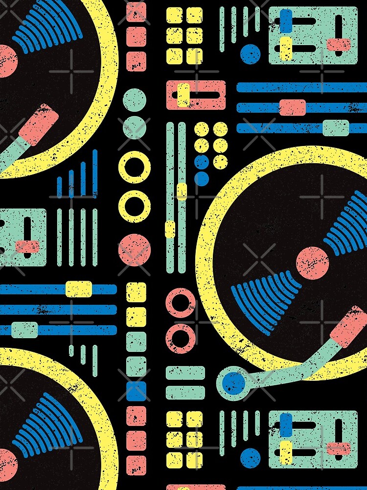 Thumbnail 3 of 3, Drawstring Bag, DJ & Raver Gifts - DJ Decks Retro Pattern / Vintage Vinyl designed and sold by coolintent.