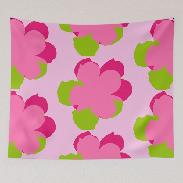 Item preview, Pop flowers pink green designed and sold by ladstudio.