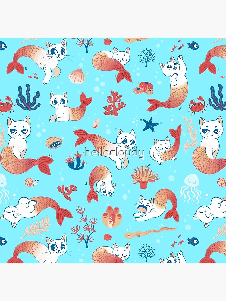 Artwork view, Purrmaids designed and sold by hellocloudy