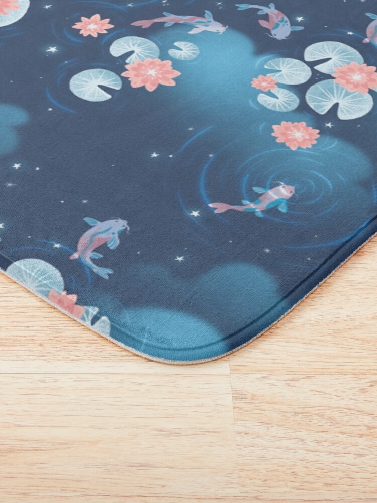 Alternate view of Koi pond - night Bath Mat