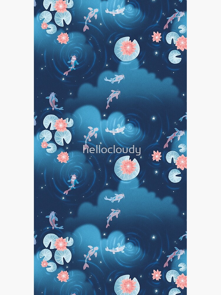 Thumbnail 3 of 3, Duffle Bag, Koi pond - night designed and sold by hellocloudy.