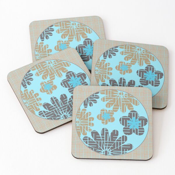 Item preview, Japanese Floral Design Kimono Pattern Blue Grey designed and sold by Anna Lemos.