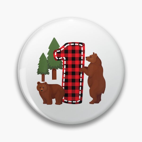Item preview, Kids 1 Year Old Lumberjack Birthday Party Bear Plaid Boy 1st Birthday Gift designed and sold by PameGraha.