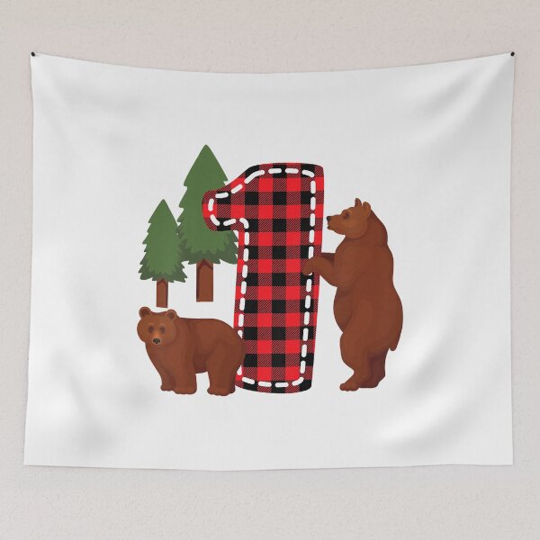 Item preview, Kids 1 Year Old Lumberjack Birthday Party Bear Plaid Boy 1st Birthday Gift designed and sold by PameGraha.