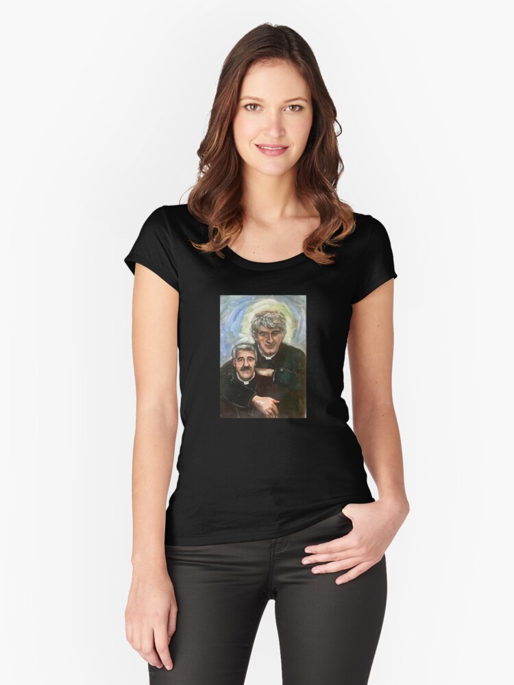 Imagen 1 de 3, Camiseta entallada de cuello ancho con la obra Entretenido Padre Stone (Padre Ted), diseñada y vendida por PurpleStudios.