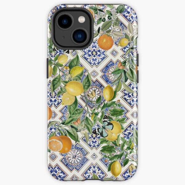Tuiles méditerranéennes siciliennes et agrumes, oranges, citrons Coque antichoc iPhone