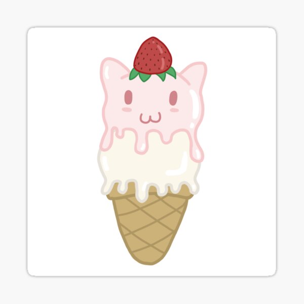 Strawberry Kitty Cone Sticker