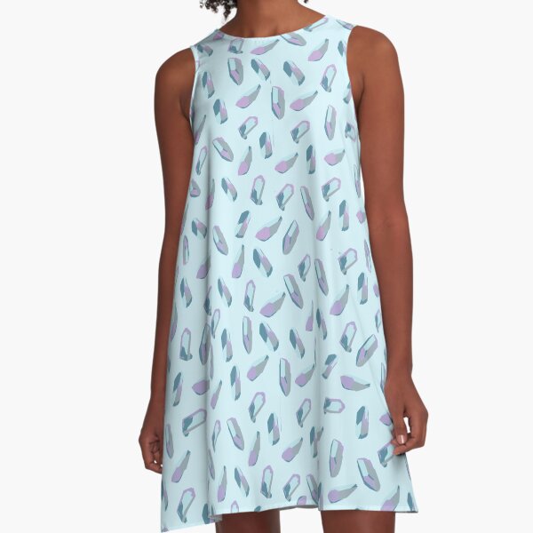Blue Crystal Pattern A-Line Dress