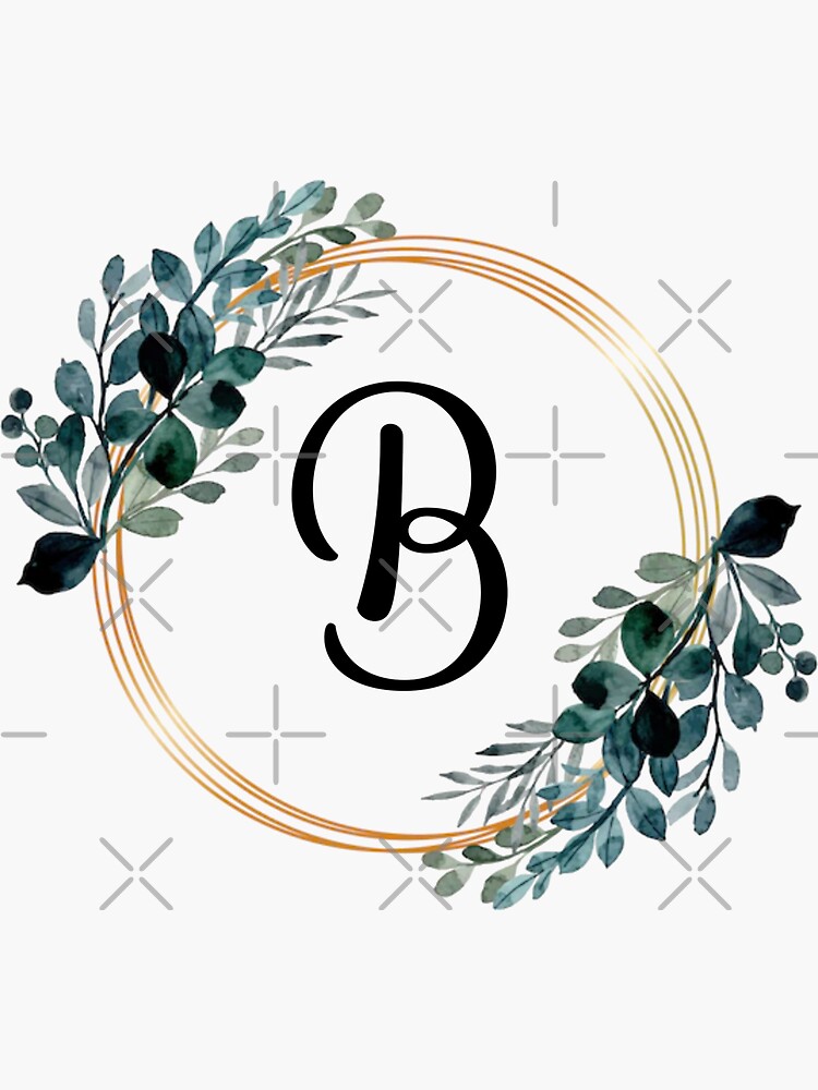 "Monogram Letter B | Laurels With Gold Borders" Sticker For Sale By ...