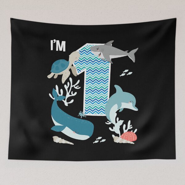 Item preview, Im 1 Kids 1 Year Old Ocean Life Whale Dolphin Shark 1st Birthday designed and sold by PameGraha.