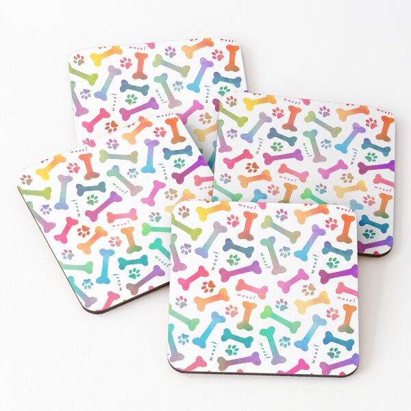 Item preview, Rainbow dog bones and paw prints pattern designed and sold by adenaJ.