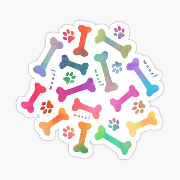 Item preview, Rainbow dog bones and paw prints pattern designed and sold by adenaJ.