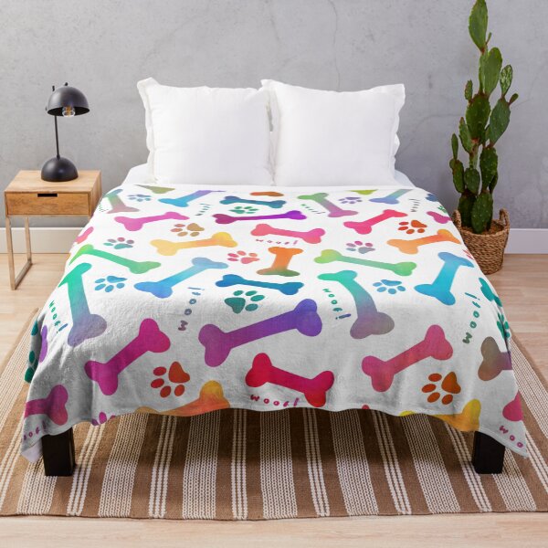 Item preview, Rainbow dog bones and paw prints pattern designed and sold by adenaJ.