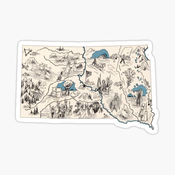 Item preview, South Dakota Vintage Picture Map designed and sold by surgedesigns.