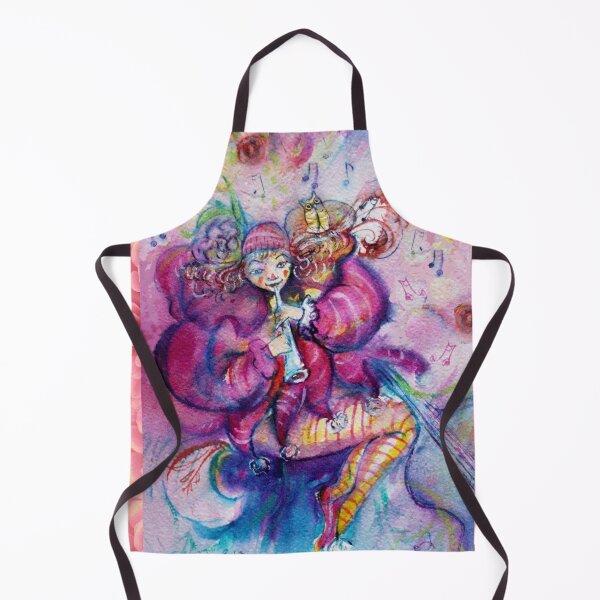 Item preview, PINK MUSICAL CLOWN WITH OWL Watercolor by Bulgan Lumini designed and sold by BulganLumini.