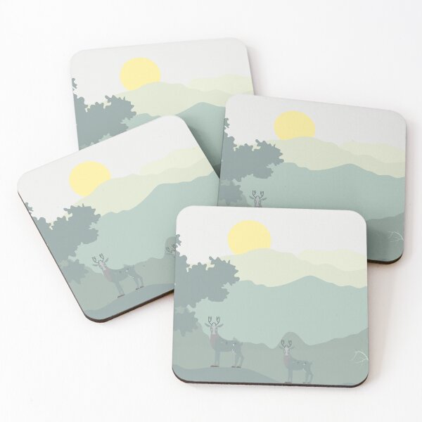 Item preview, cute forest with deer on mountains, forest wall for children, cute deer background, nursery wallpaper for baby room, room design, designed and sold by WP-7824.