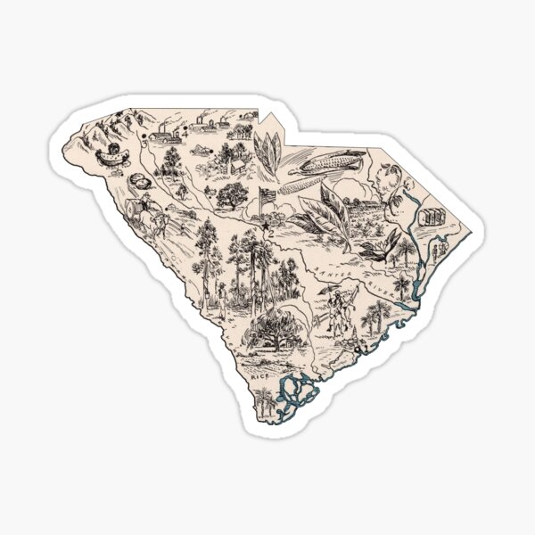 South Carolina Vintage Picture Map Sticker