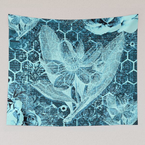 Artikelvorschau, Wabenblau mit Blumen entworfen und verkauft von Minxylynx4.