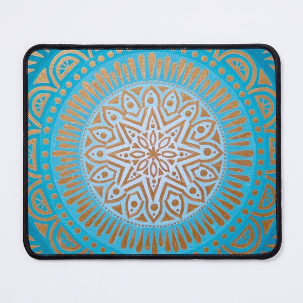 Item preview, Glowing Gold on Aqua Mandala designed and sold by Soozie Wray.