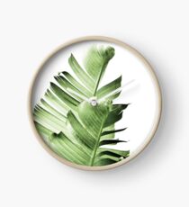 Banana leaves,Tropical leaves, Green leaves, Leaf, Modern art, Wall art, Print, Minimalistic, Modern, Scandinavian print Clock