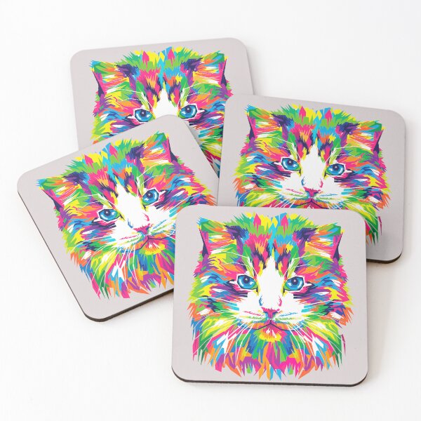 Item preview, COLORFUL ABSTRACT CAT HAND DRAWN WALL ART designed and sold by GamaArtDesign.