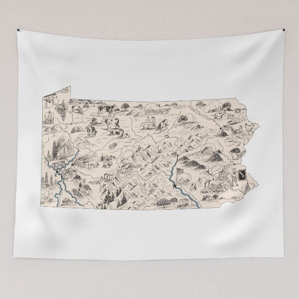 Item preview, Pennsylvania Vintage Picture Map designed and sold by surgedesigns.