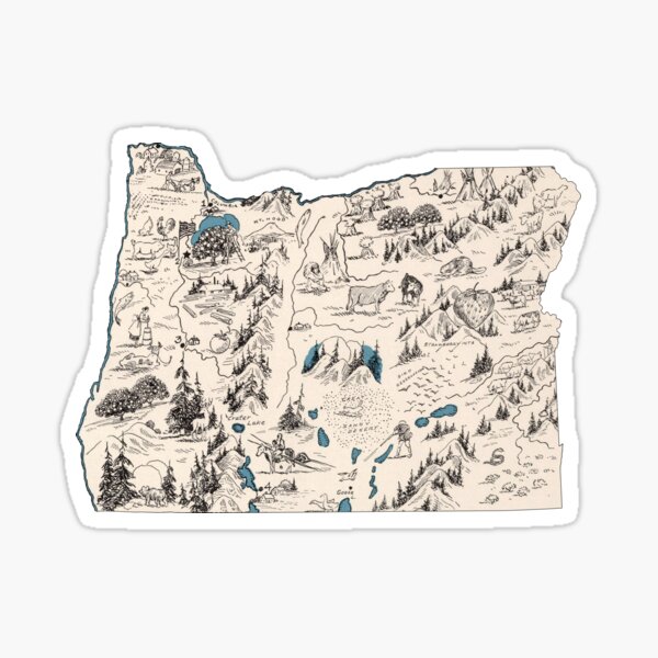 Oregon Vintage Picture Map Sticker