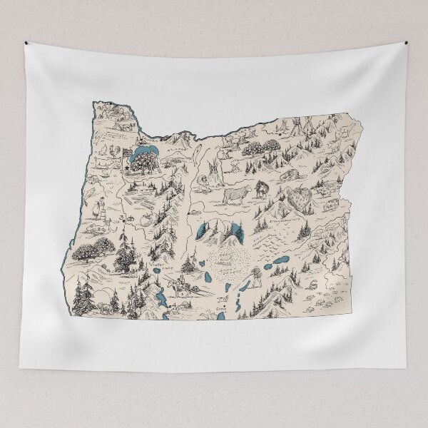 Item preview, Oregon Vintage Picture Map designed and sold by surgedesigns.