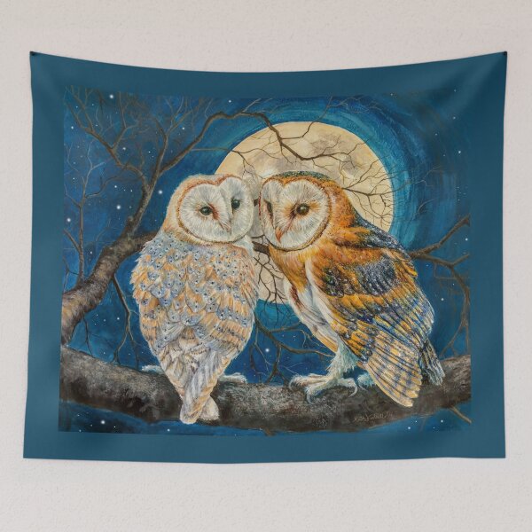 Item preview, Barn Owls under full moon designed and sold by Ruth Ann Ventrello.
