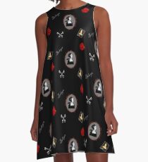 Anne Boleyn print black and red A-Line Dress