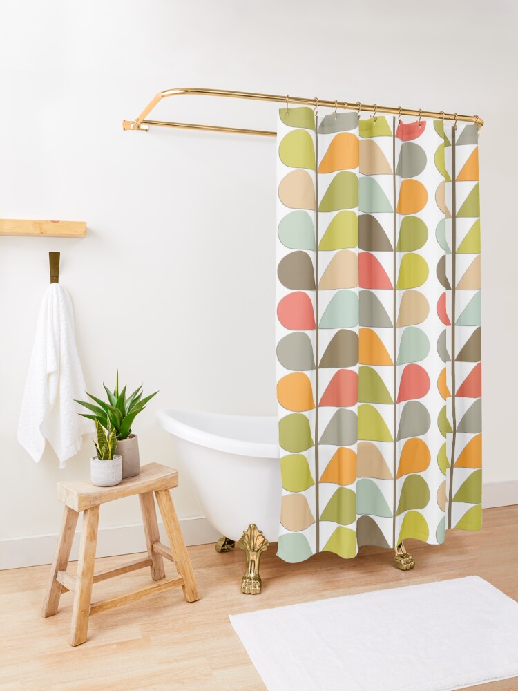 Alternate view of Retro 60s Midcentury Modern Pattern Shower Curtain