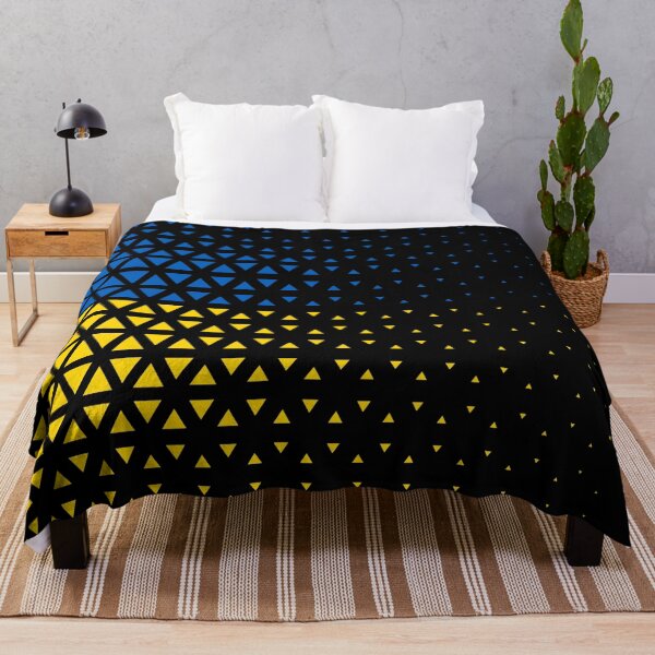Aperçu de l'œuvre Triangles mobiles - Couleurs du drapeau ukrainien - Noir créée et vendue par AlfabetDesign.