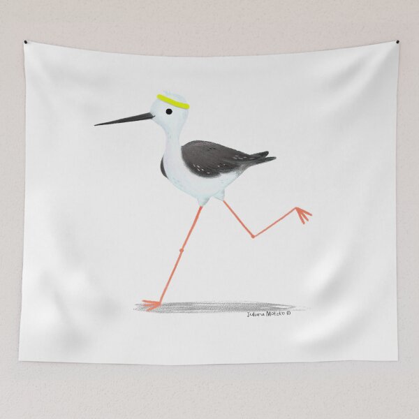 Item preview, Black Winged Stilt Bird running a marathon designed and sold by julianamotzko.