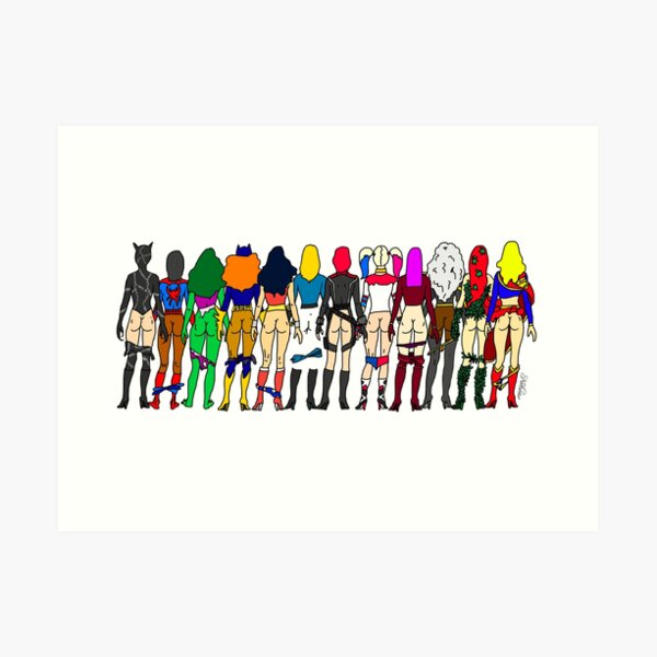 Superheroine Butts - Group Art Print
