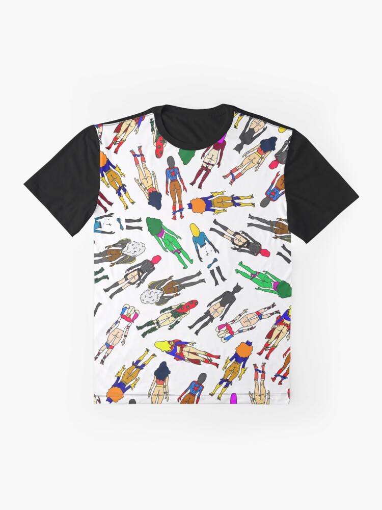 Alternate view of Superheroine Butts - Pattern White Graphic T-Shirt