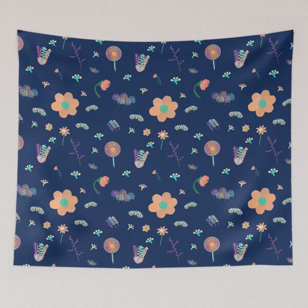 Item preview, Mysterious Flower Series Pattern- Dark Blue designed and sold by MILdecals.