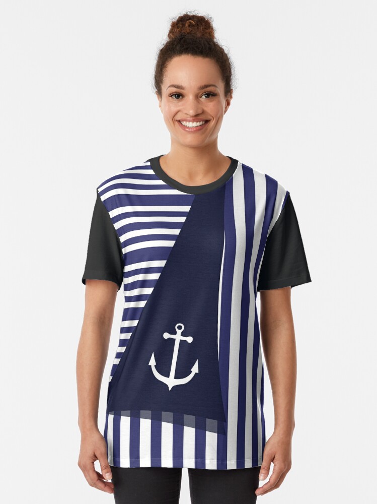 Women's Navy Anchor Graphic Tee