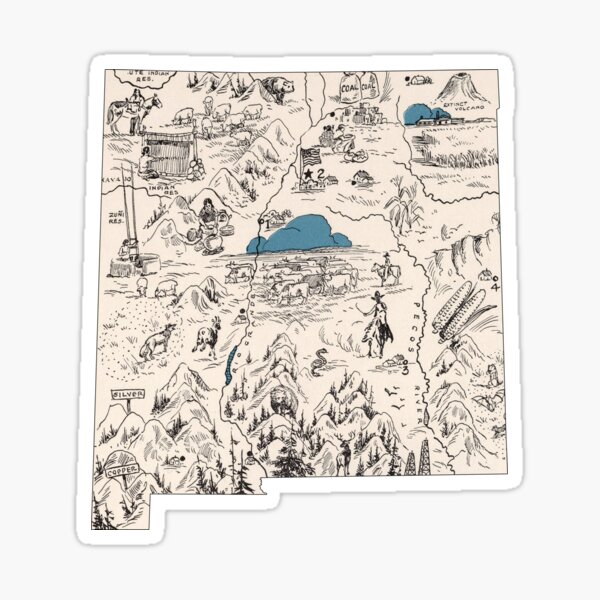 Item preview, New Mexico Vintage Picture Map designed and sold by surgedesigns.