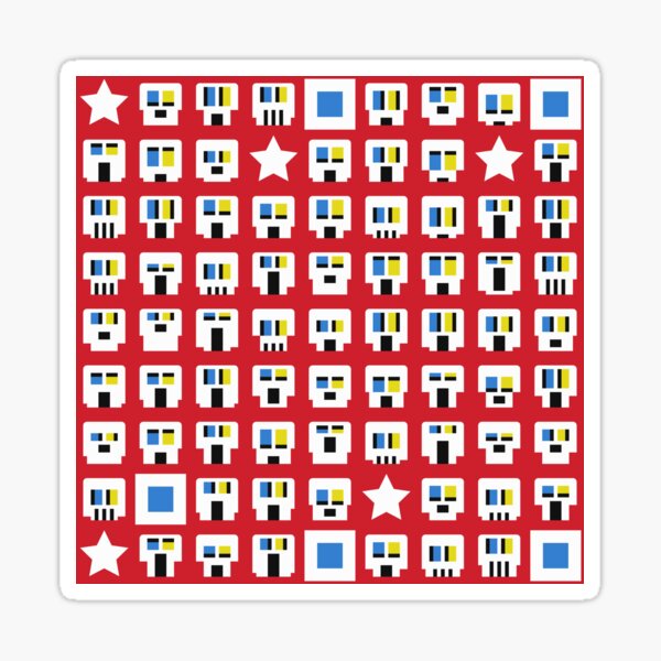 SMOLSKULL PATTERN RED BLUE YELLOW MONDRIAN Sticker