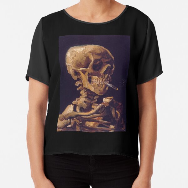 Vincent Van Goghs "Schädel mit brennender Zigarette" Chiffon Top