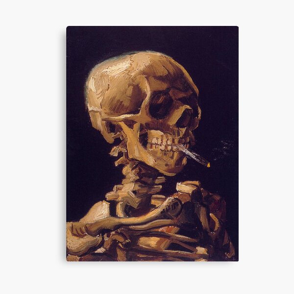 'El cráneo con un cigarrillo encendido' de Vincent Van Gogh Lienzo