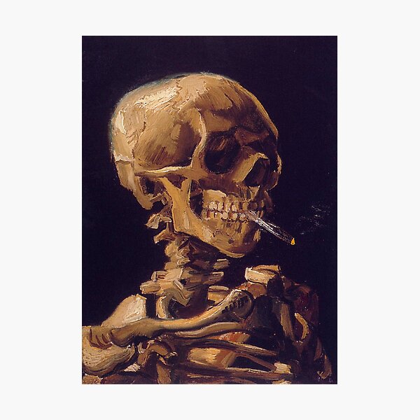 Le «crâne avec une cigarette allumée» de Vincent Van Gogh Impression photo