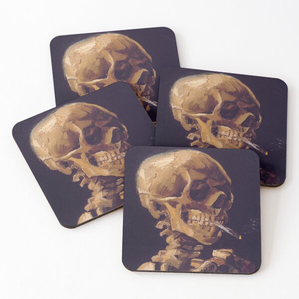 Vincent Van Gogh's 'Skull with a Burning Cigarette' Coasters (Set of 4)