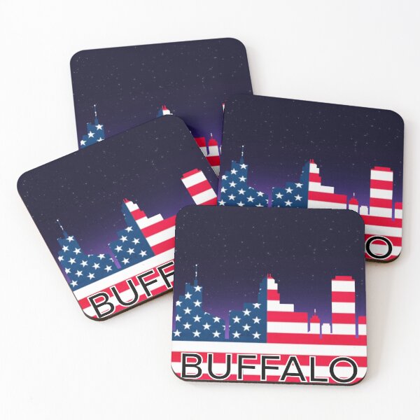 Item preview, City Of Buffalo Skyline With Flag designed and sold by JMDesignHouse.